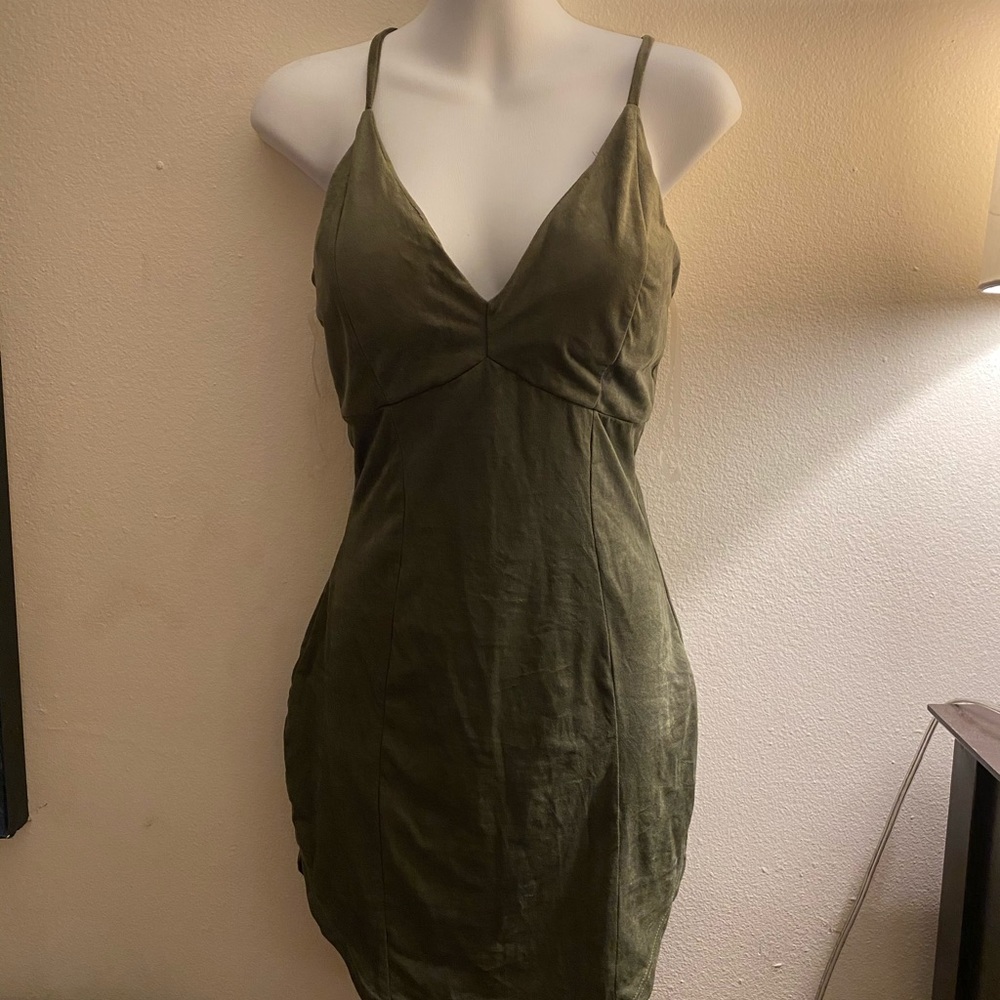 Windsor Olive Suede Dress - M (4/6)
